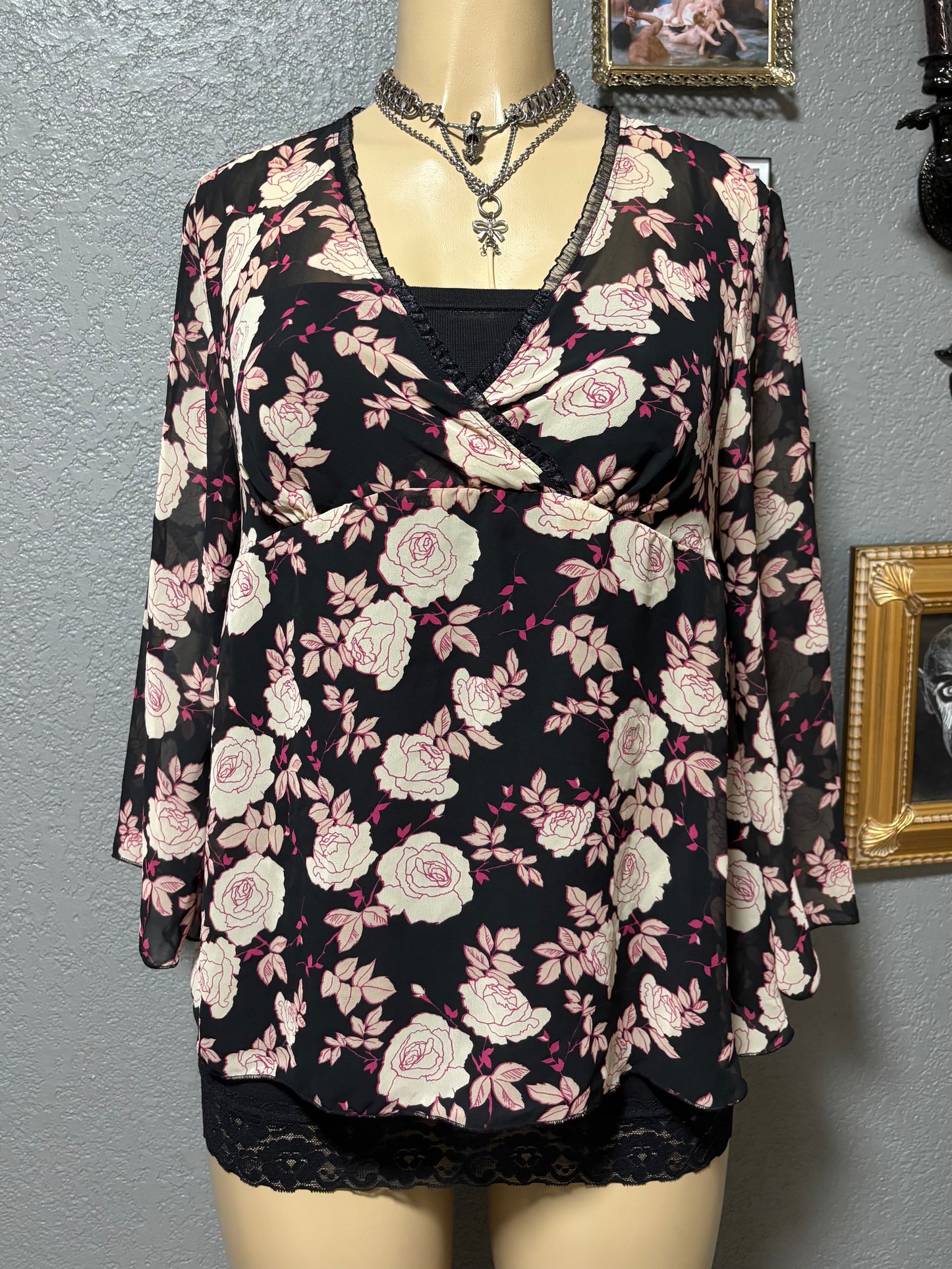 Rose Babydoll Blouse S