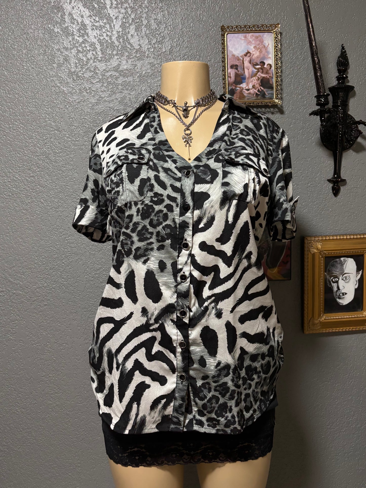 Animal Print Button Up M