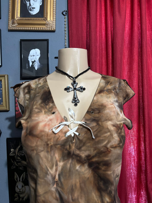 Brown Tie Dye Top L