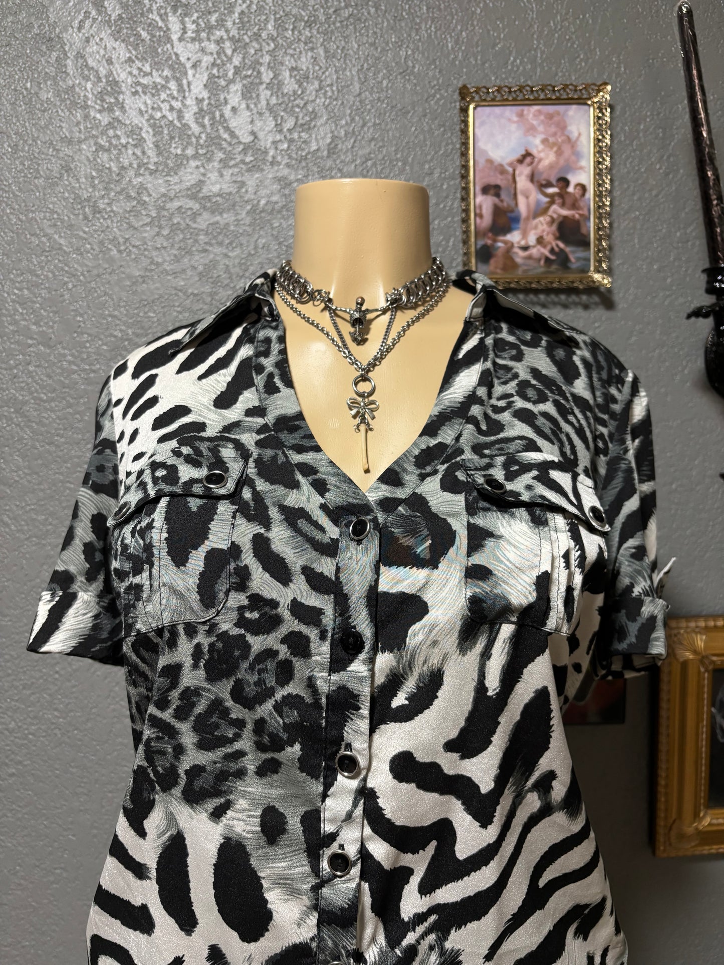 Animal Print Button Up M