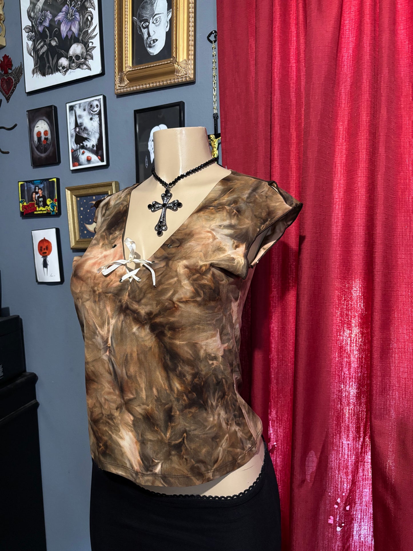 Brown Tie Dye Top L