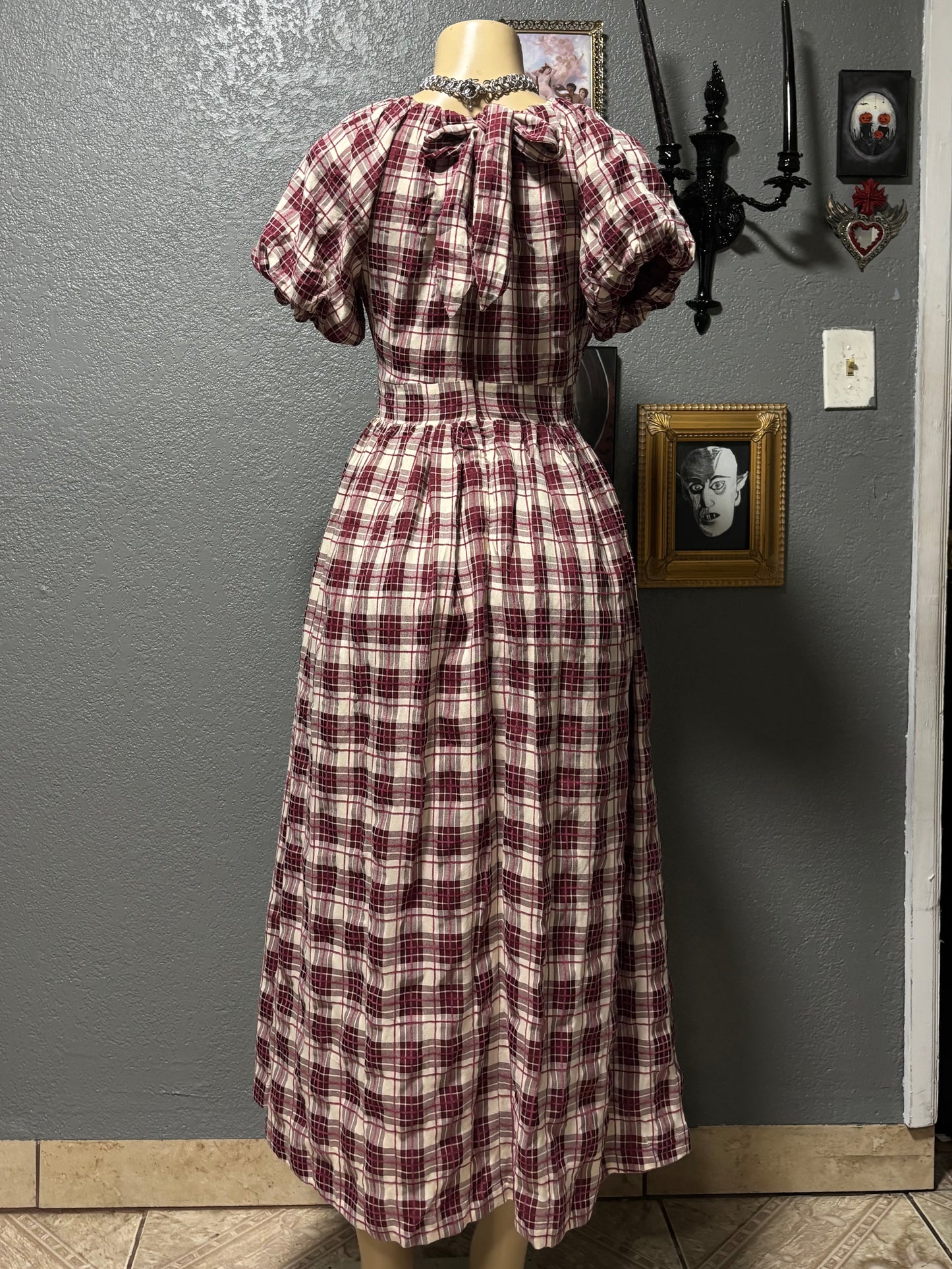 Plaid Puff Dress XS