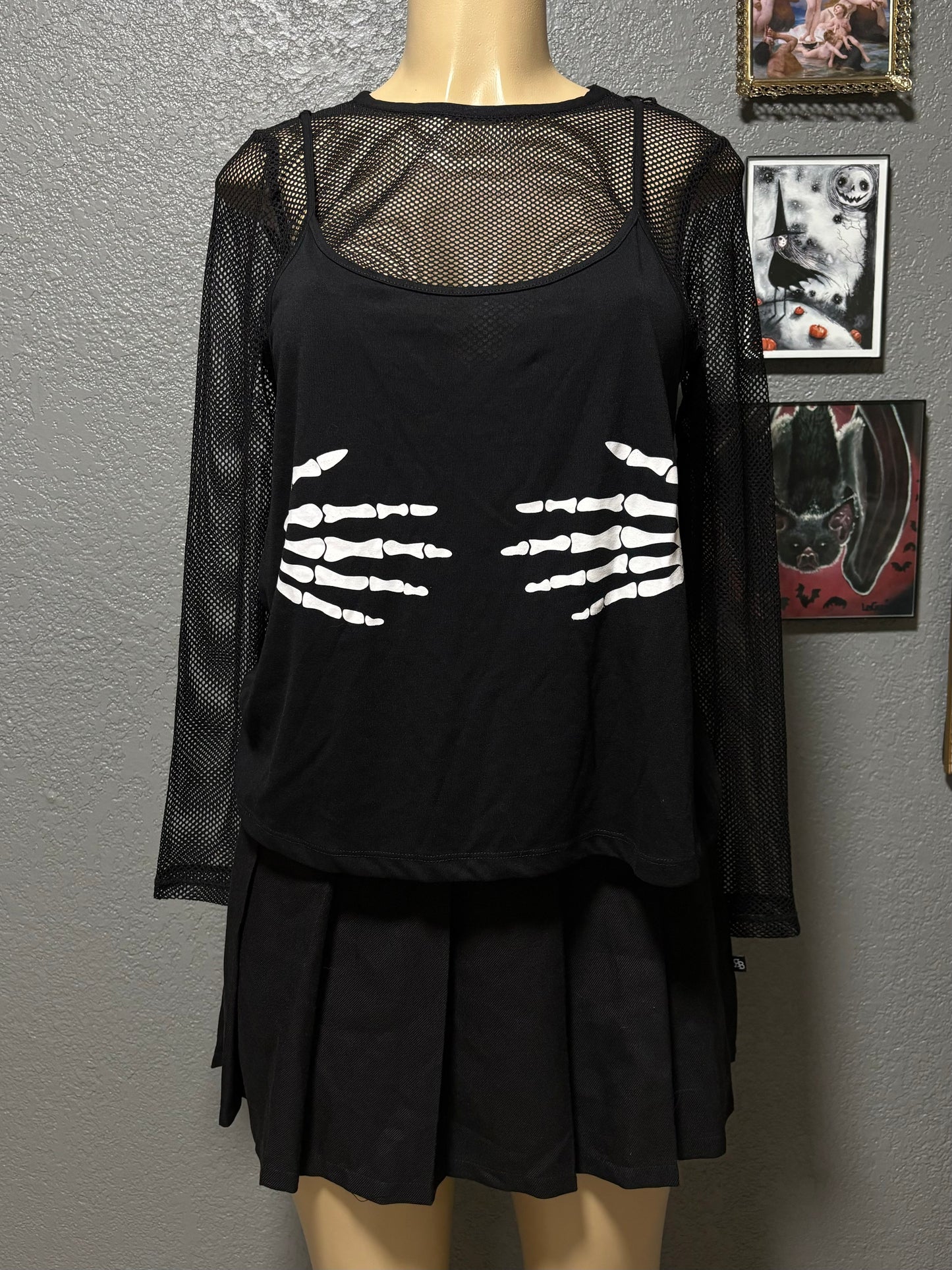 Skeleton Hands Fishnet Top L