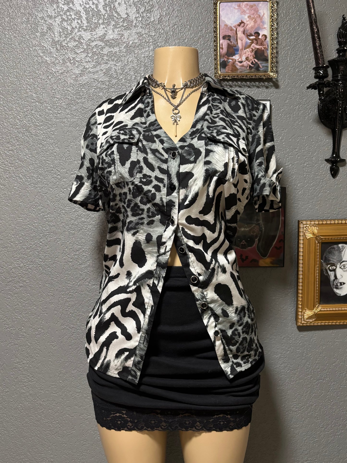 Animal Print Button Up M