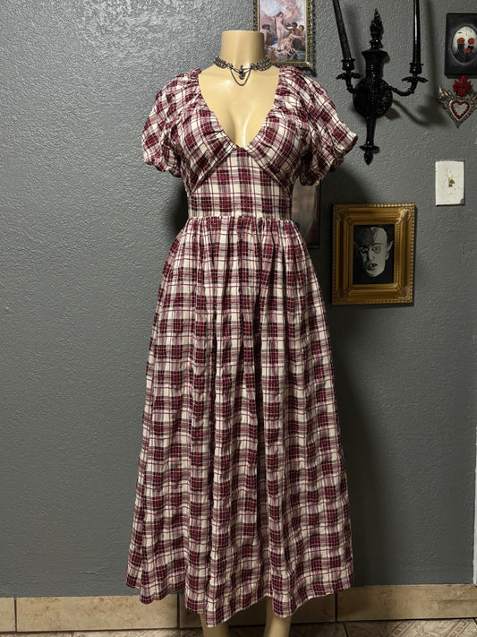 Plaid Puff Dress XS