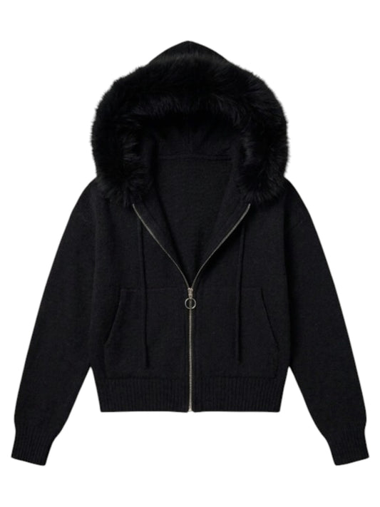 Soft Fur Trim Hoodie