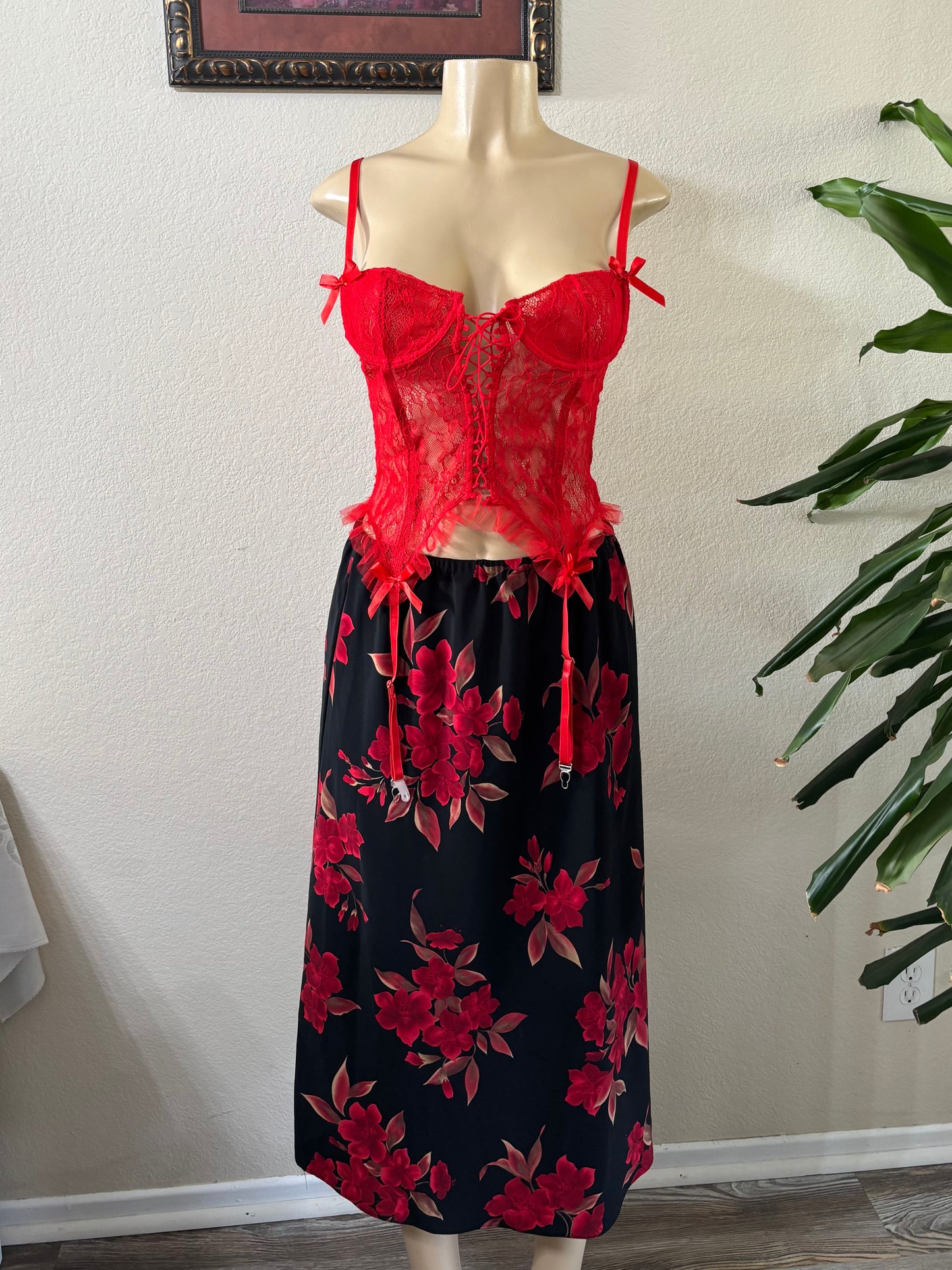 Red Lace Corset Small