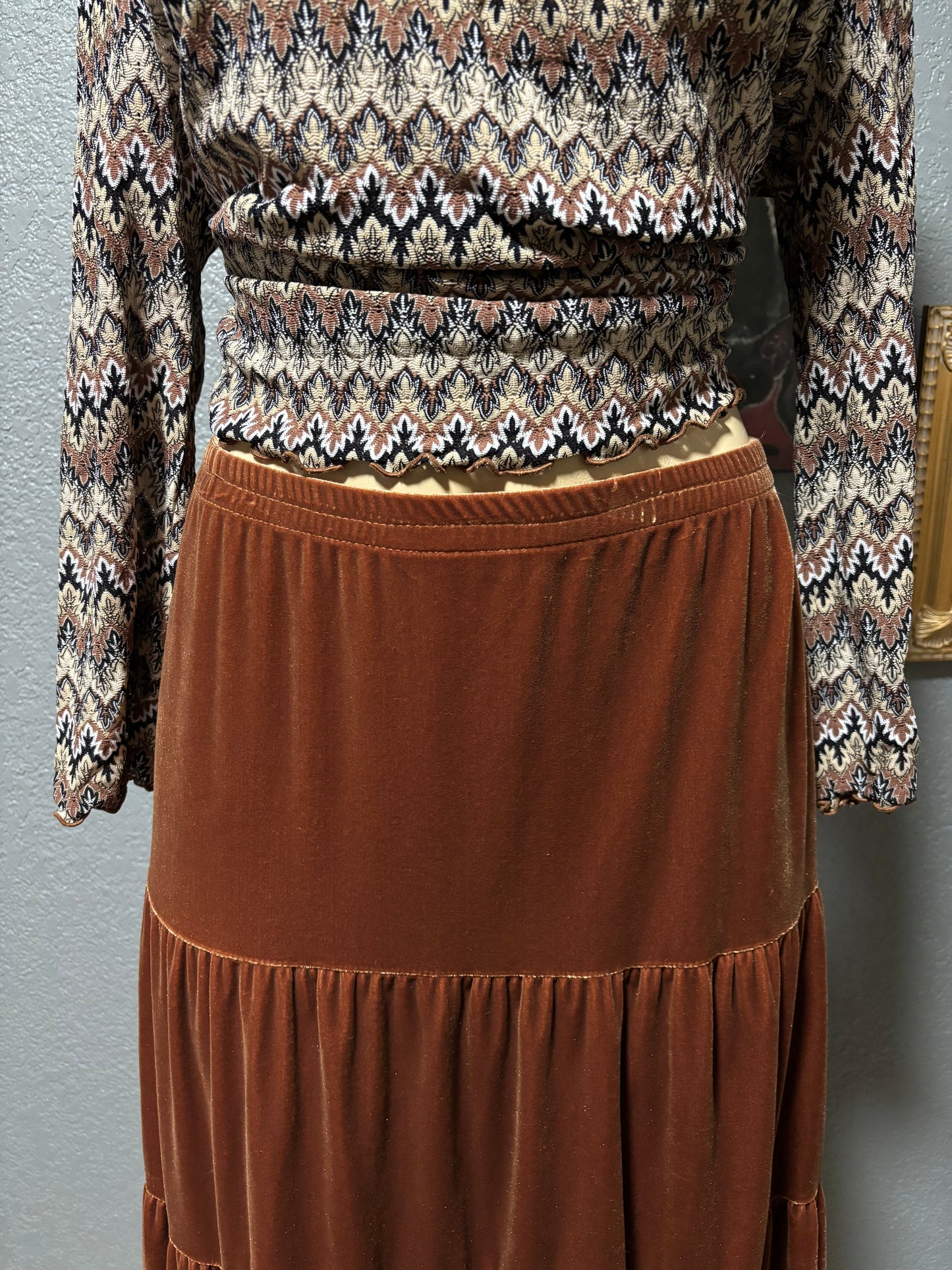 Brown Velvet Skirt 1X