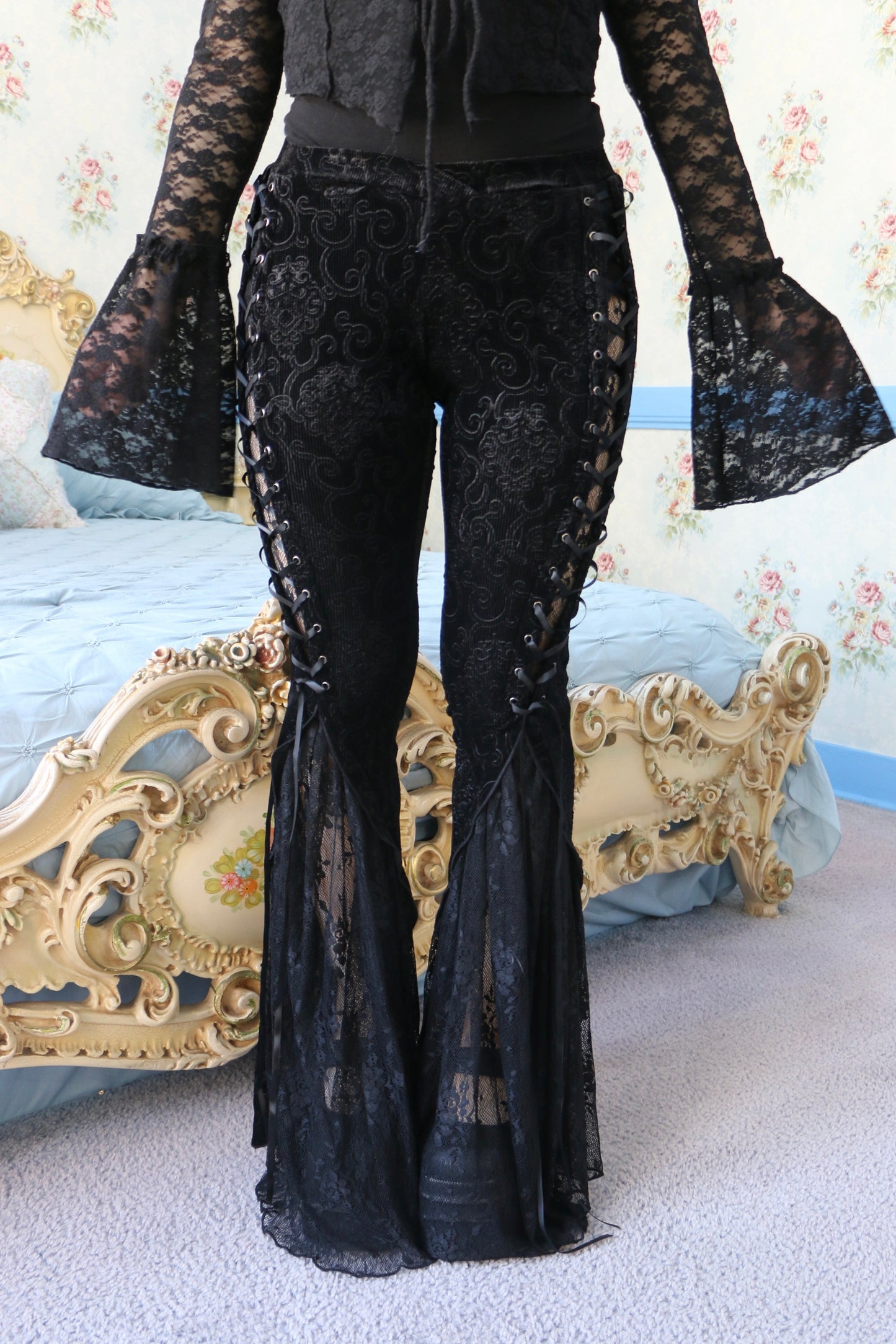 Laced Up Velvet Pants