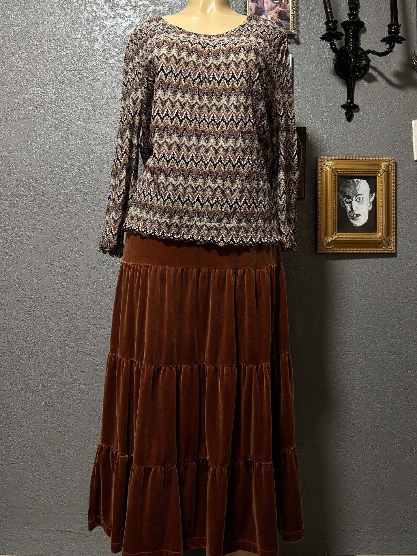 Brown Velvet Skirt 1X