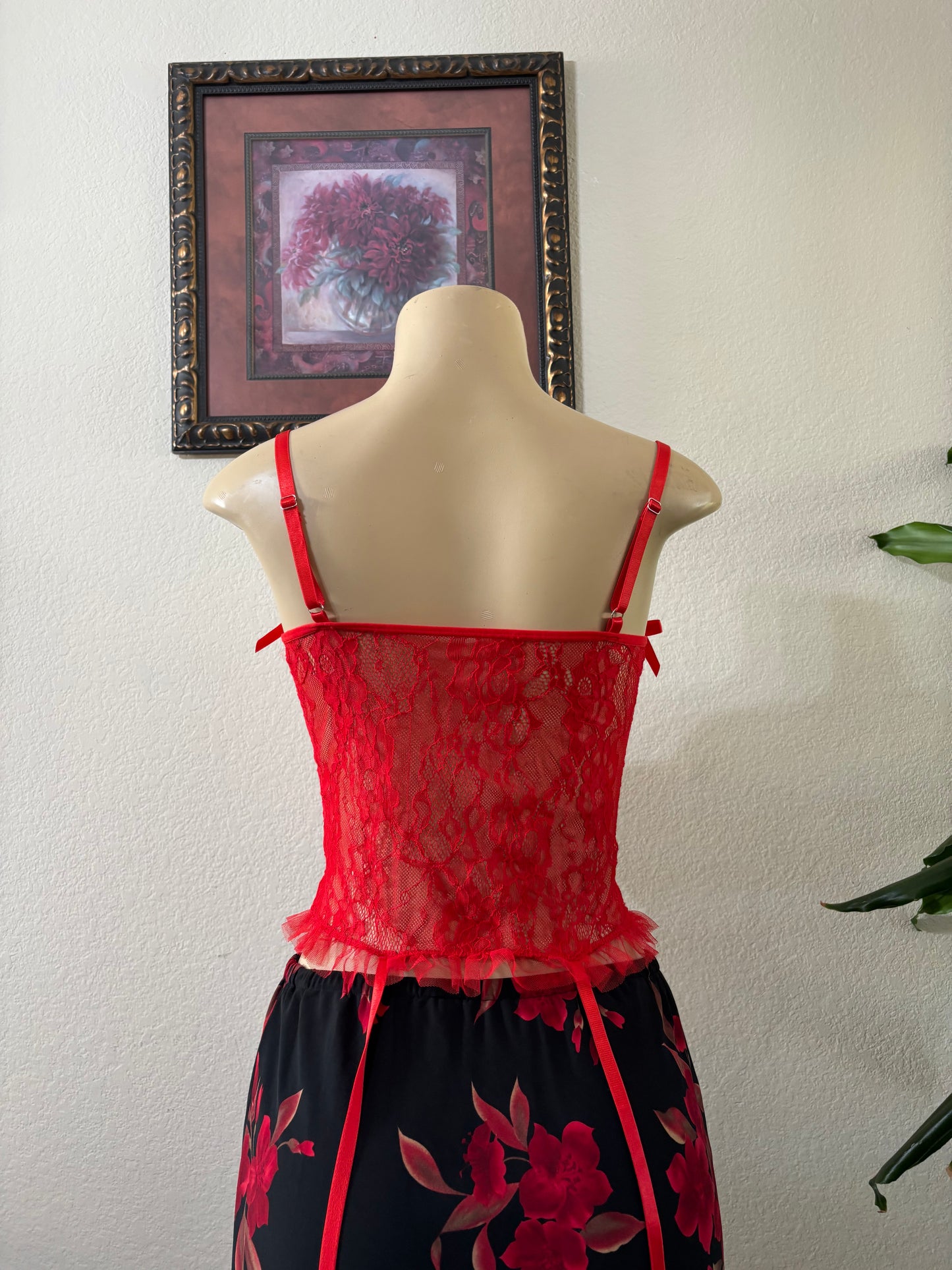 Red Lace Corset Small