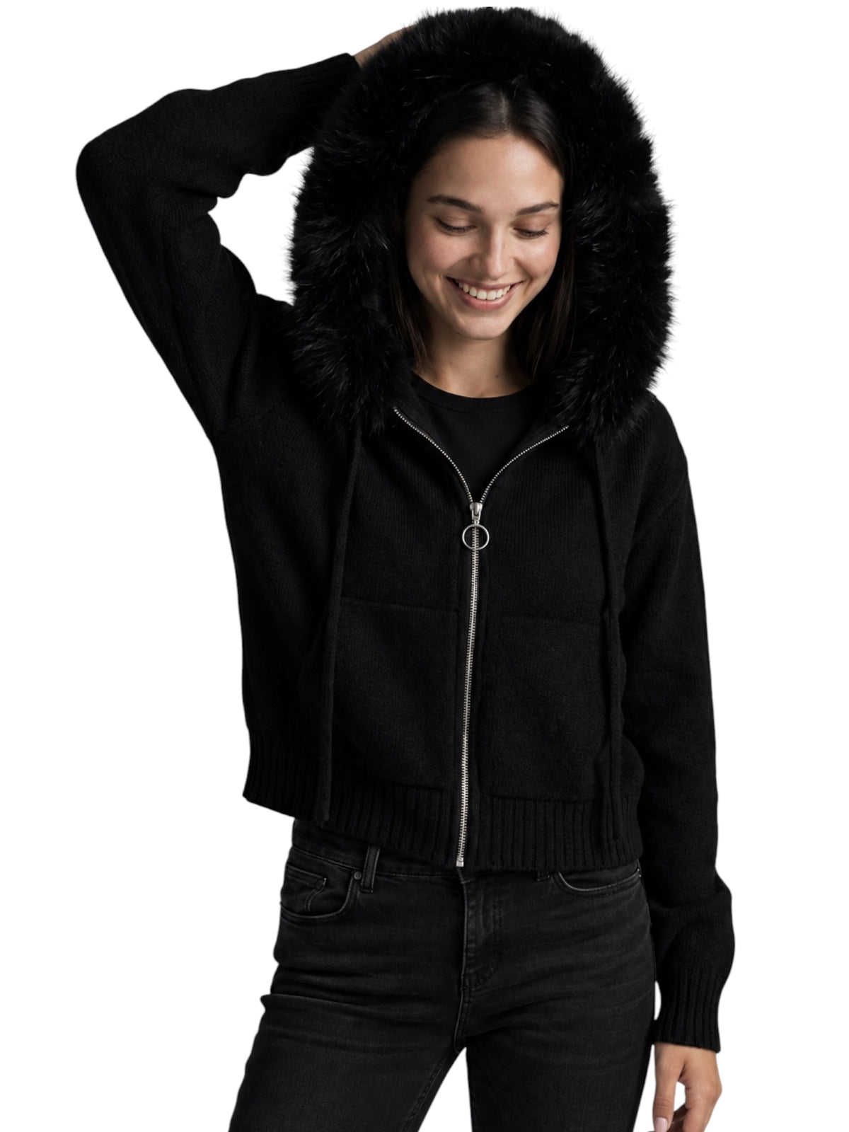 Soft Fur Trim Hoodie