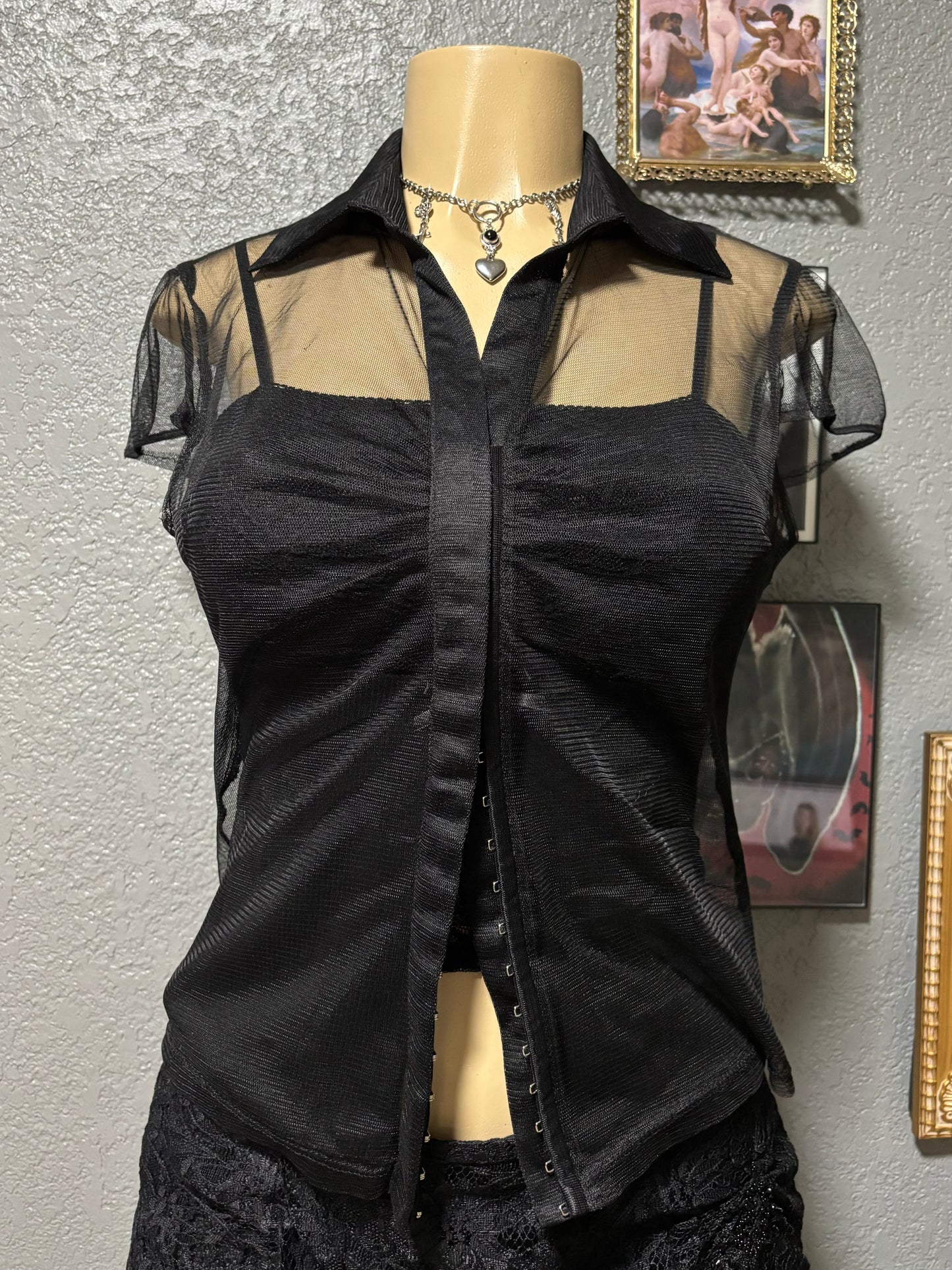 Mesh Collared Top S