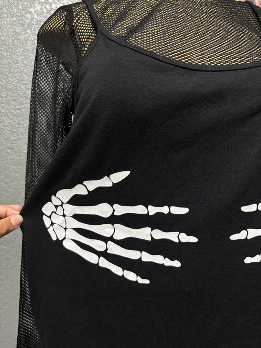 Skeleton Hands Fishnet Top L