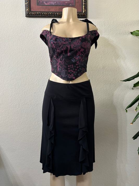 90’s Black Ruffle Skirt Medium