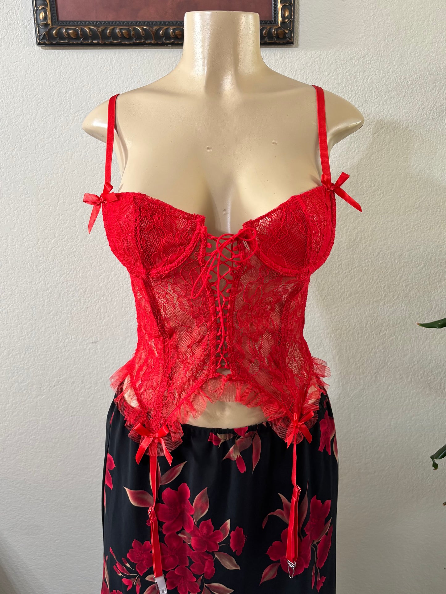 Red Lace Corset Small