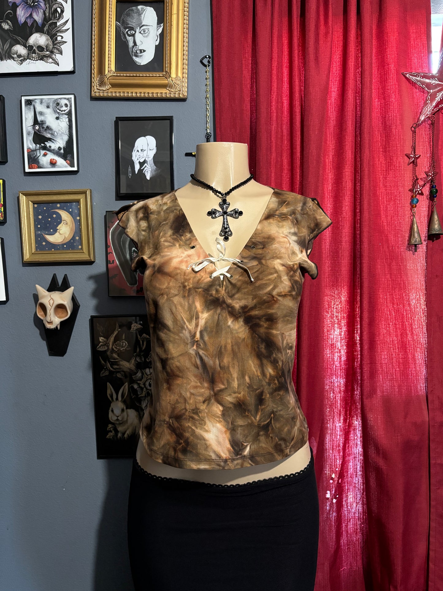 Brown Tie Dye Top L