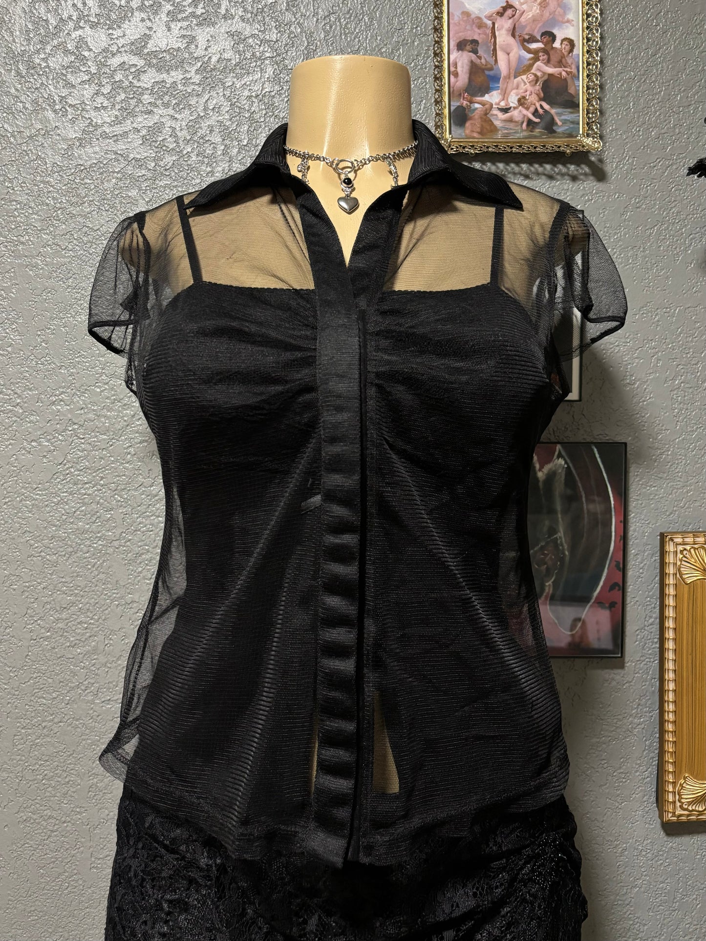 Mesh Collared Top S