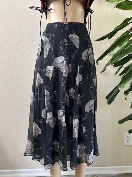 Grey Floral Skirt Size 10