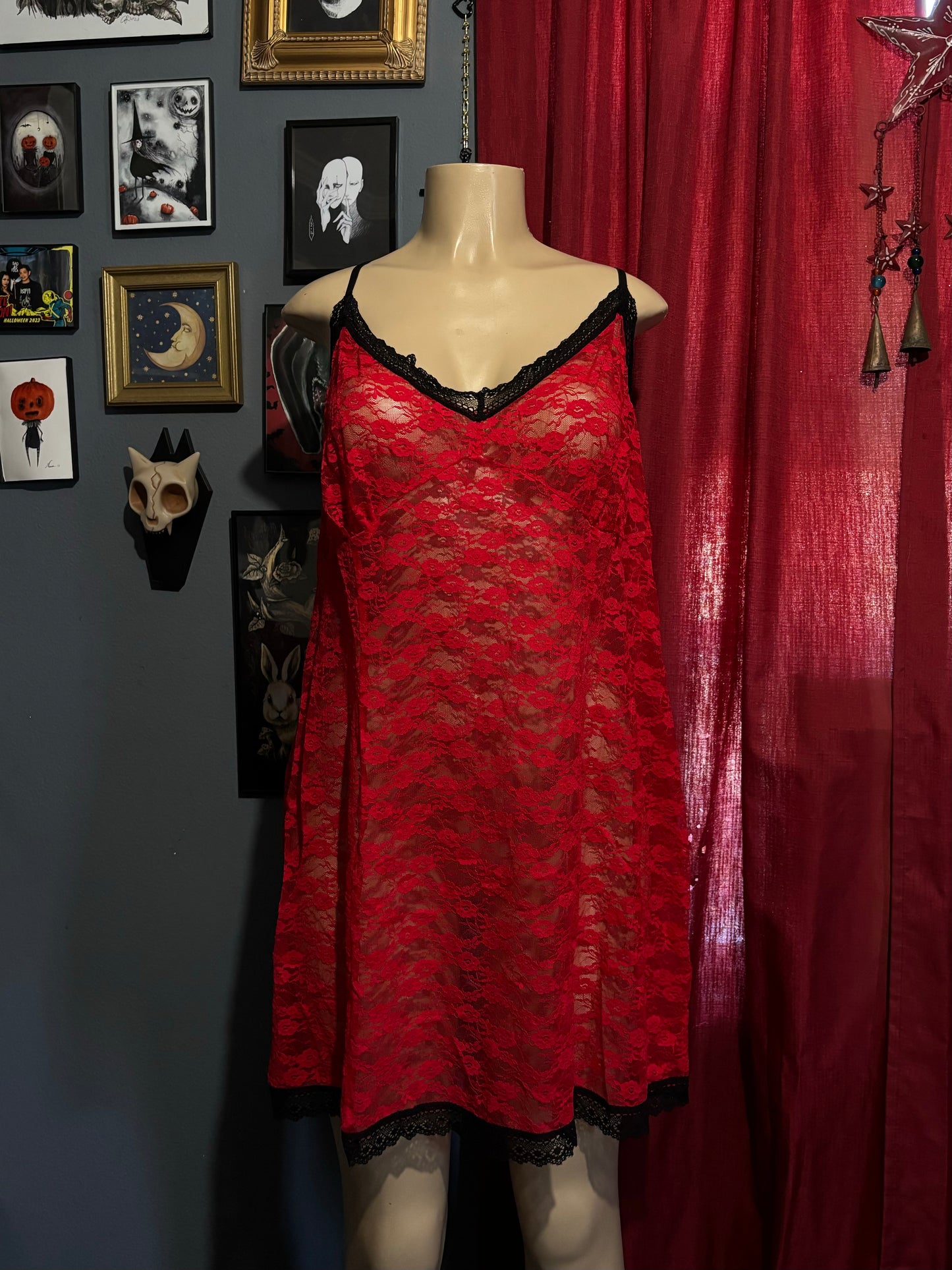 Red Lace Slip 3X