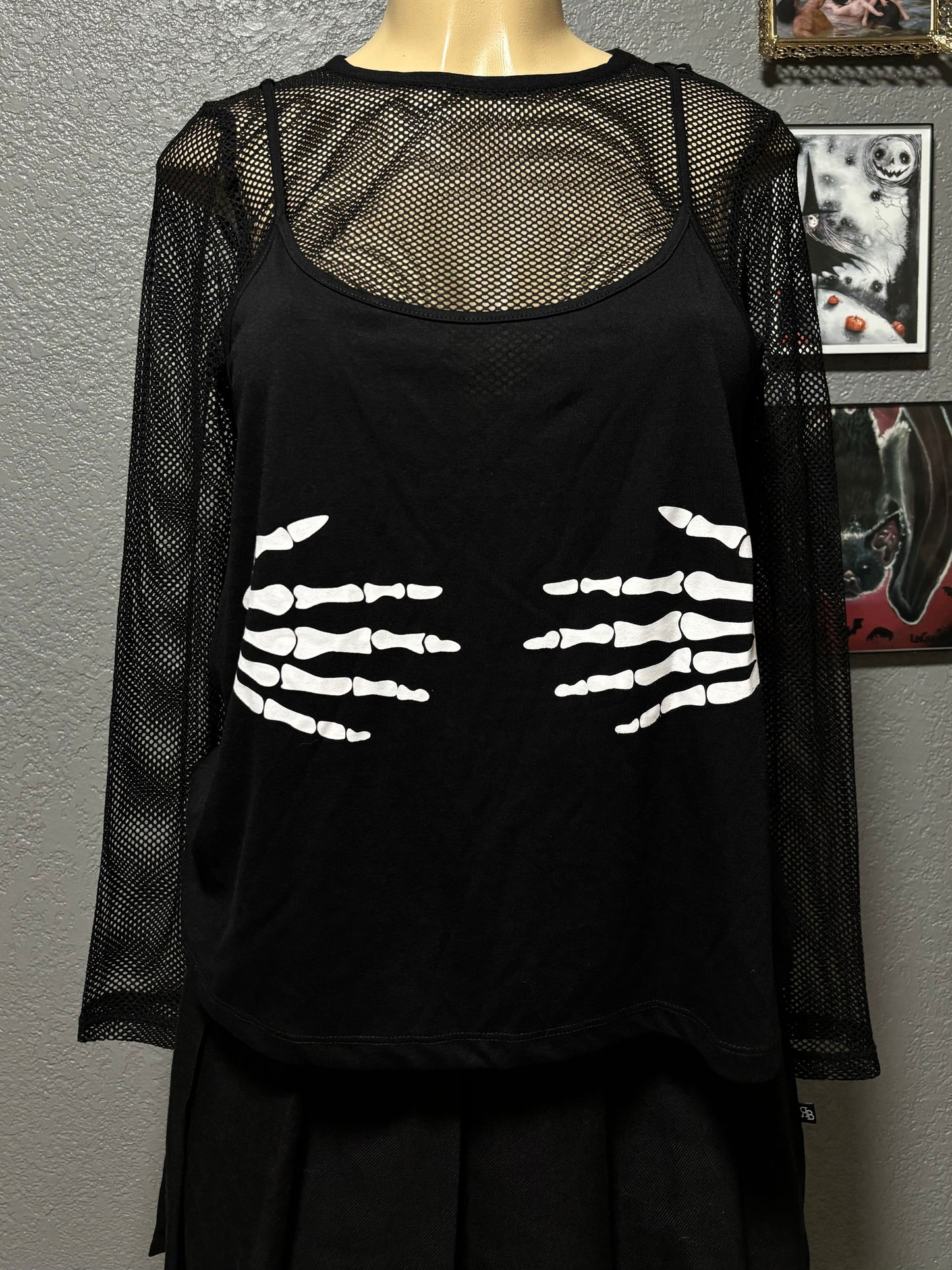 Skeleton Hands Fishnet Top L