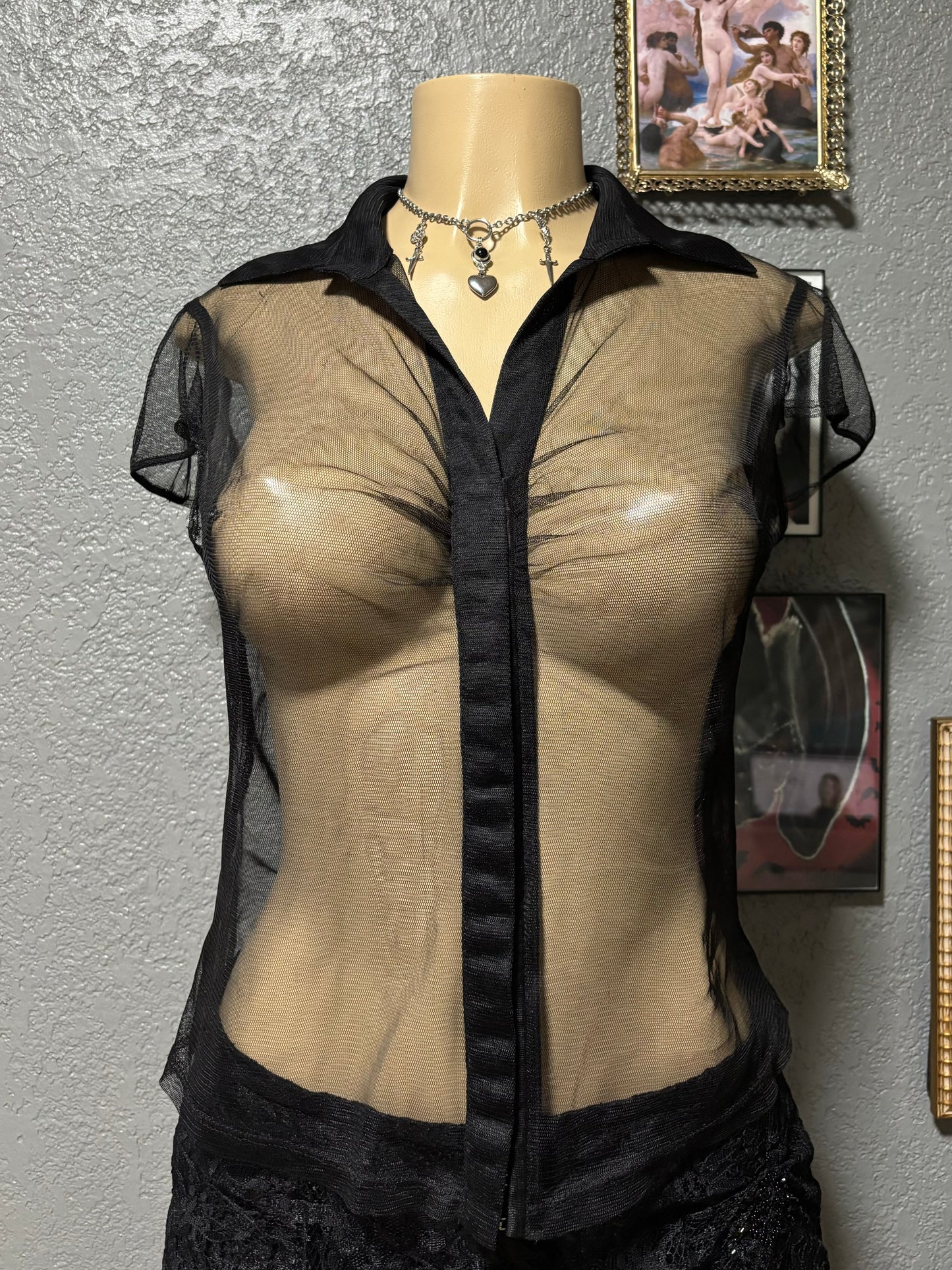 Mesh Collared Top S