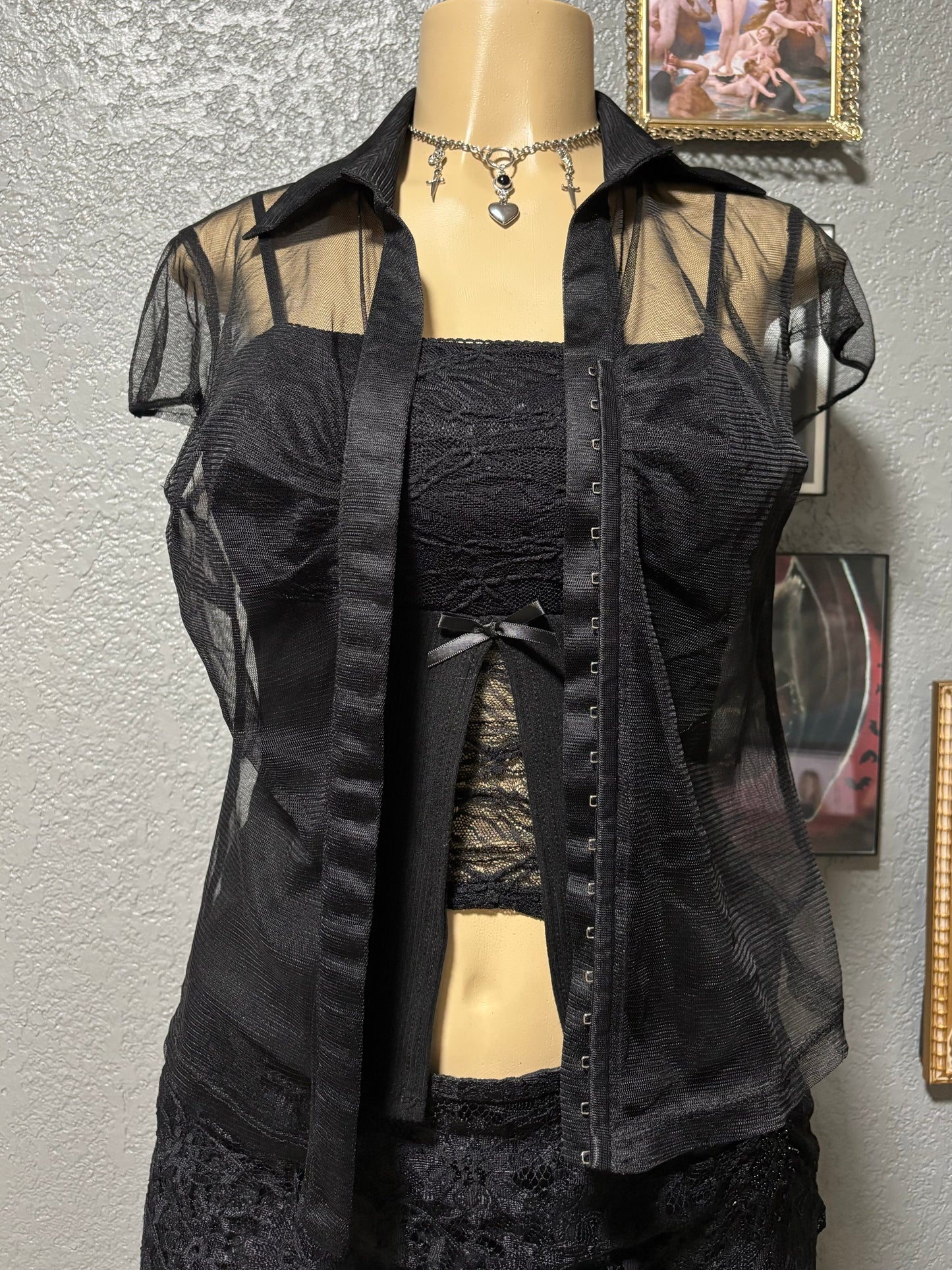 Mesh Collared Top S