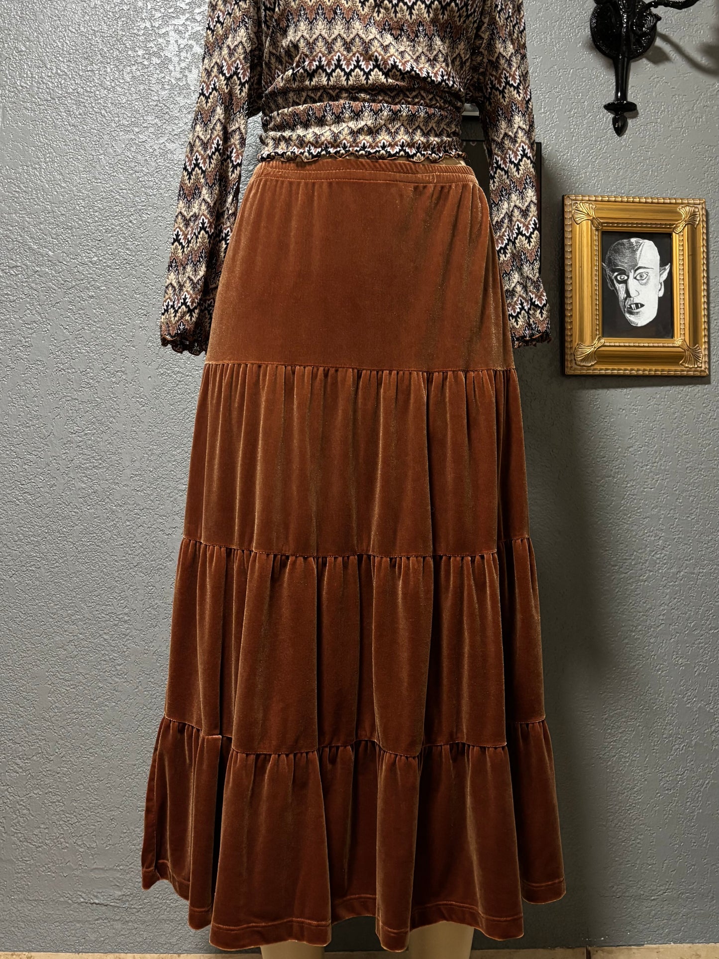 Brown Velvet Skirt 1X