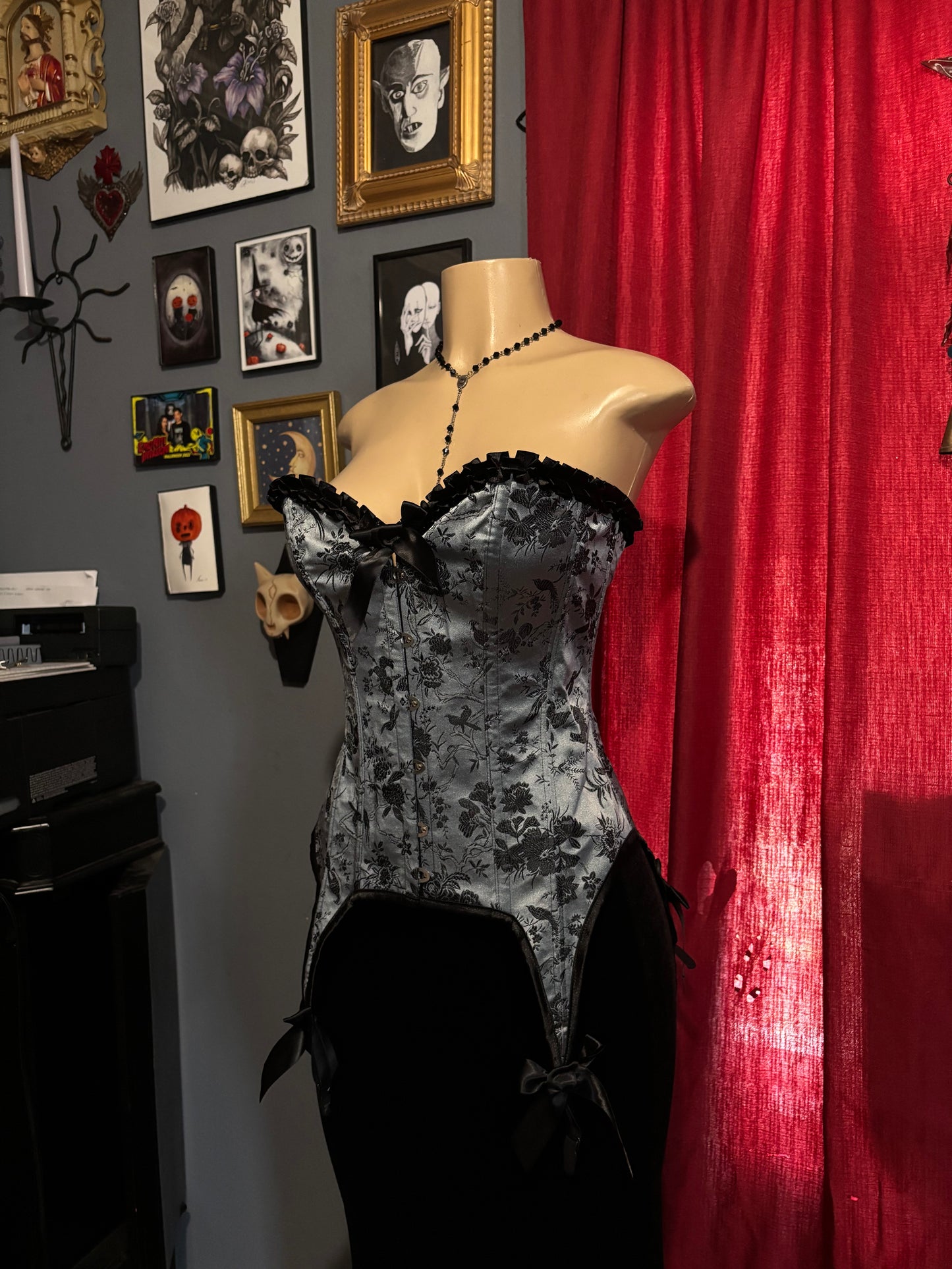 Grey Jacquard Corset M