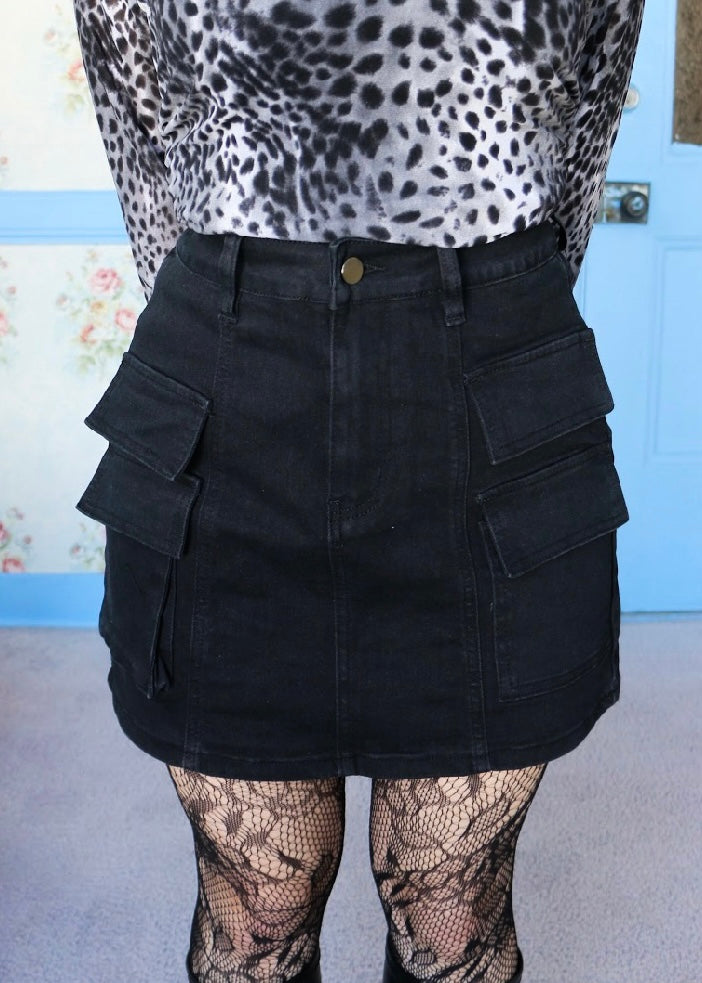 Black Cargo Skirt