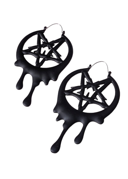 Drippy Metal Pentagram Earrings