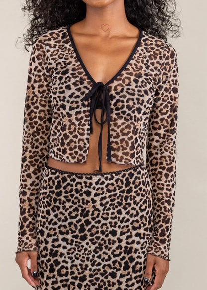 Mesh Leopard Print Top