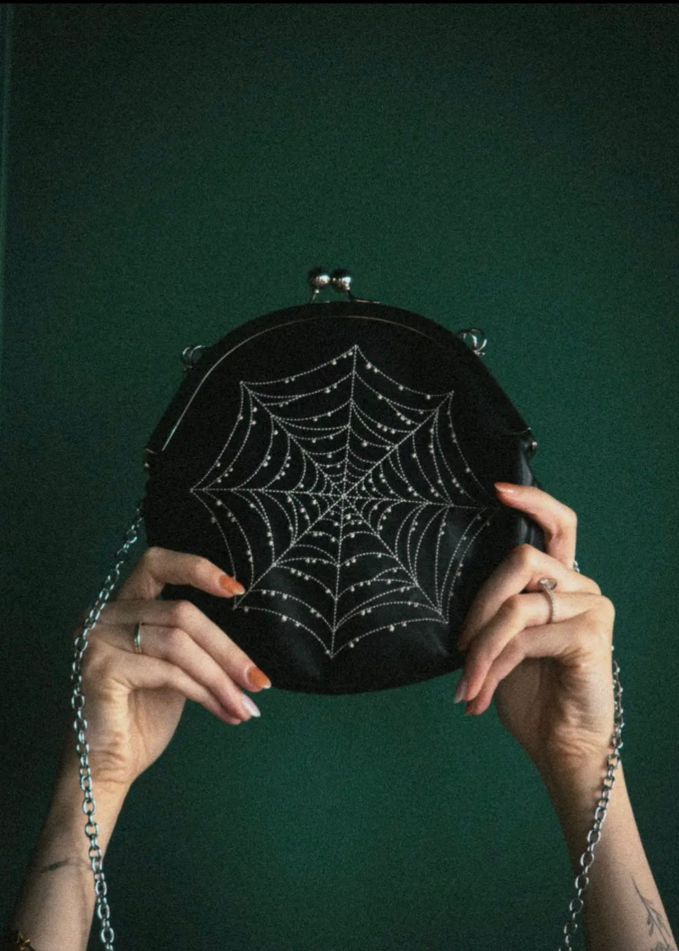 Spiderweb Convertible Clasp Handbag