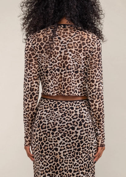 Mesh Leopard Print Top