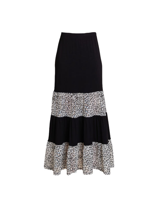 Contrast Tiered Maxi Skirt