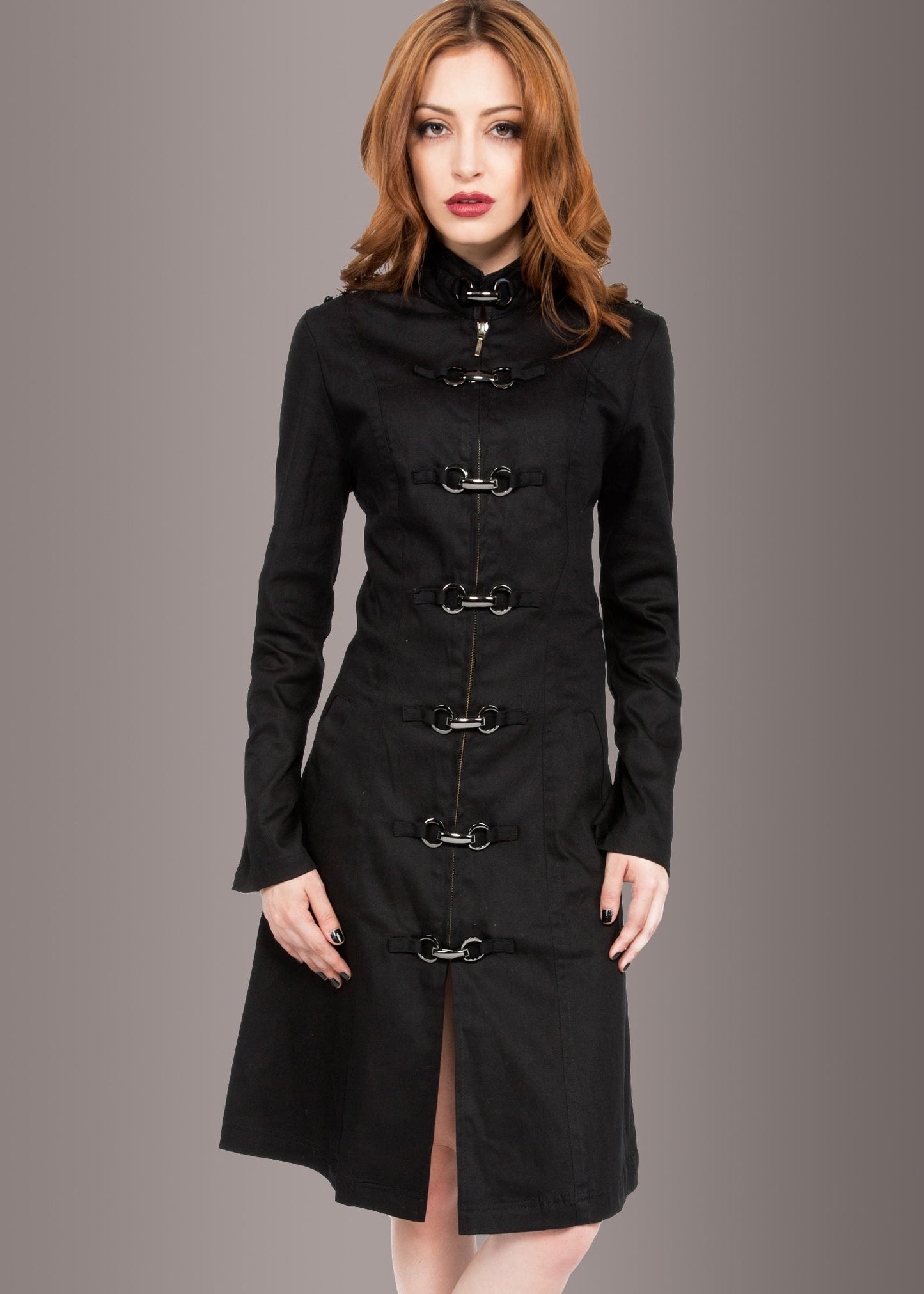 Black Gothic Coat Steampunk Jacket with Buckles