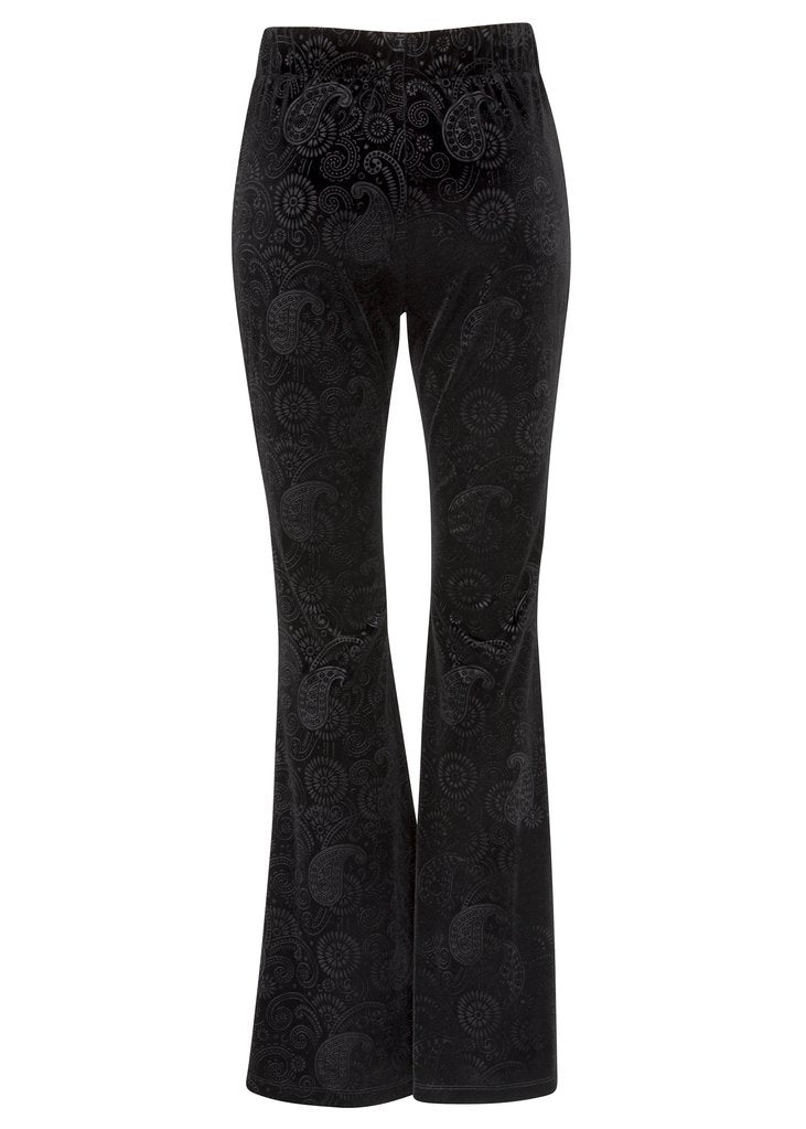 Black Burnout Velvet Bell Bottom Pants