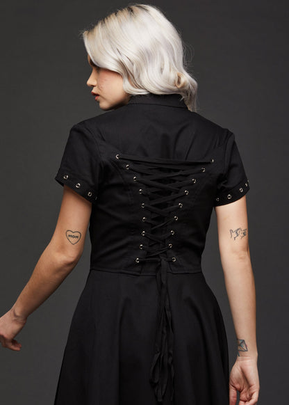 Black Goth Dress with Corset Lacing