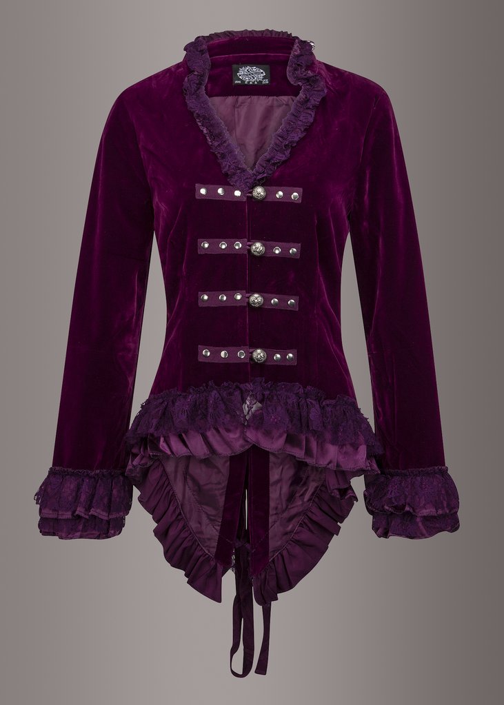 Witchy Woman Purple Velvet Steampunk Tail Jacket with Back Lacing